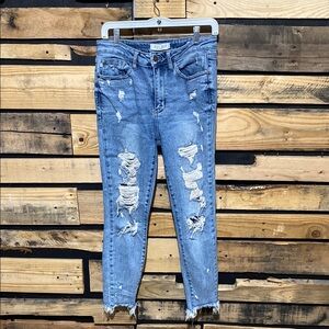 Judy Blue‎ High Rise Shark Hem Skinny Jeans Size 7/28 style 88390